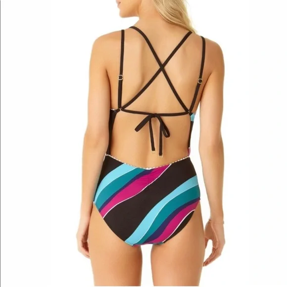 Cole of California Plunge Swimwear One Piece Pom Pom Size 8 NWT - Picture 4 of 9